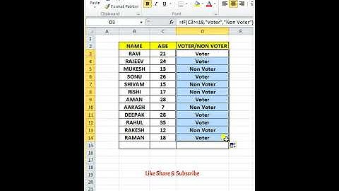 How to find Voter and Non Voter according to Age in excel || #short #youtubeshort #shortsvideo