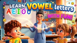 Vowels for Kids (A E I O U) | Easy and super Fun Learning Video 😍 #funlearning 