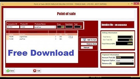 Advance Beer Parlor Billing Management System in c#