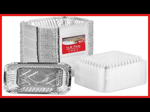 Stock Your Home 1 Lb Aluminum Disposable Cookware with Lids 100 Pack   Foil Pans Plastic Lids