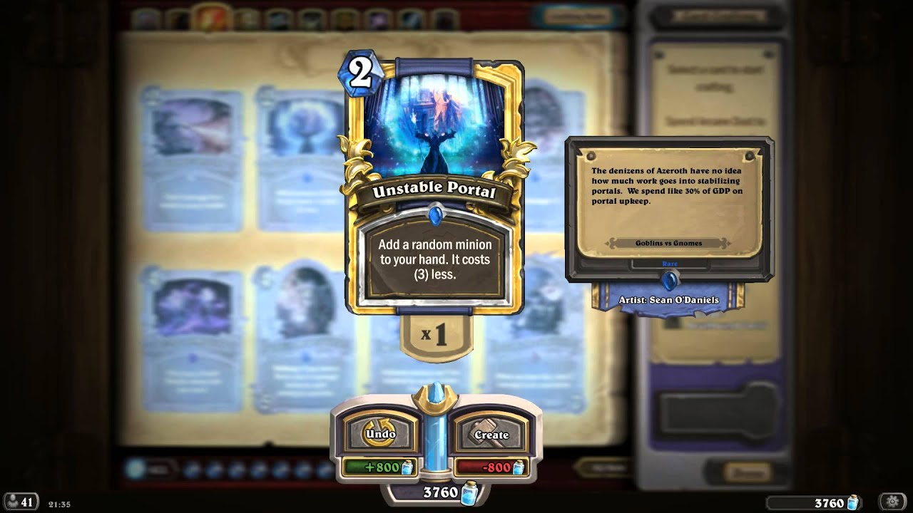 Unstable Portal HD Hearthstone Golden Card Spotlight
