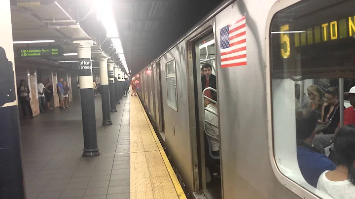 IRT Lexington Avenue Line: Nereid Avenue Bound R142 (5) Train @ Fulton Street