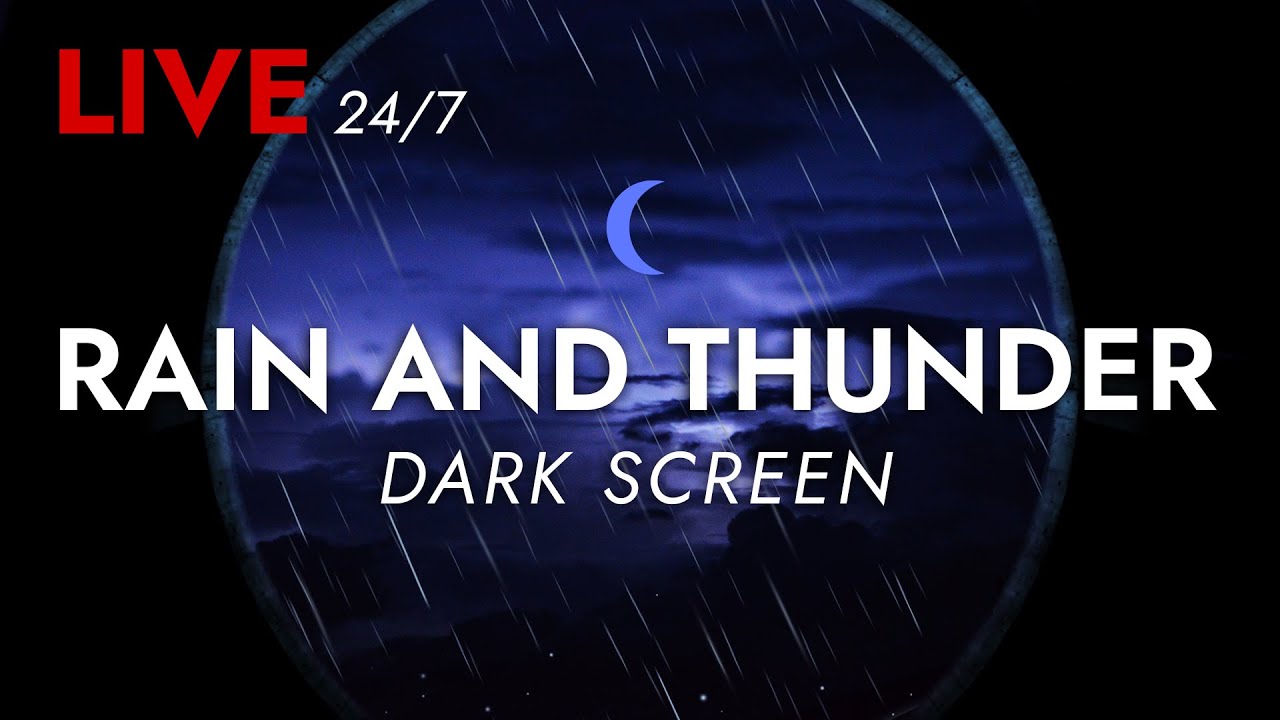 🔴 Rain and Thunder Sounds 24/7 - Dark Screen | Thunderstorm for Sleeping - Pure Relaxing Vibes