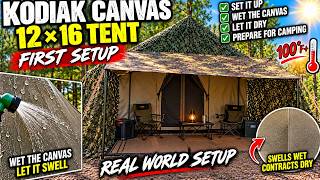 Kodiak Canvas 12x16 Tent Setup & Waterproofing | First Time Setting It Up in 100°F Heat