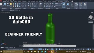 AutoCAD 3D Bottle Modeling Tutorial for Beginners | Learn REVOLVE Command Step-by-Step