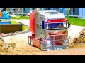 EXTRA LONG RC TRUCK ACTION GERMANY - SCANIA HEAVY HAULAGE RC MACHINES - RC DIGGER VOLVO