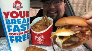 Wendy’s Breakfast Baconator 🥓 My First Time Trying Wendy’s Breakfast Mukbang🍳