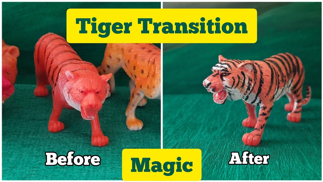 Magic on a Tiger 🐅😂 Unbelievable Transition #miniature #animals # ...