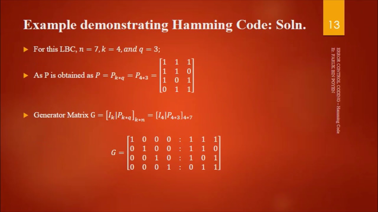 Error Control Coding - Hamming Code 