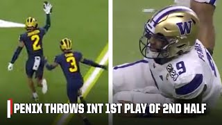 PENIX THROWS INTERCEPTION ON THE FIRST PLAY OF THE SECOND HALF 🤯 | ESPN College Football