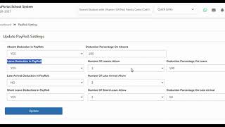 Payroll Settings & Salary Deductions | EduPortal School Management Software