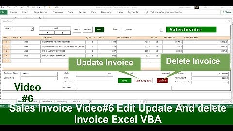 Sales Invoice Video#6 Update And delete Invoice Excel VBA