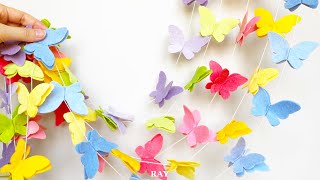 切って貼るだけ！蝶々のフェルトで作る簡単ガーランド飾りの作り方| Felt Butterfly Garland DIY Craft Tutorial