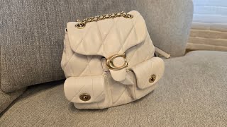 (Mot sponsored) Coach Tabby Quilted Convertible Backpack in white.#coach #bags #backpack #luxury