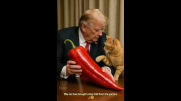 The Cat Brings a Giant Chili! 🌶️🐱