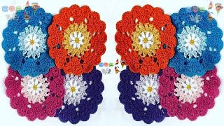 كروشيه مفرش القلوب الدائرى قاعده للاكواب Hearts round tablecloth and base for cups crocheted