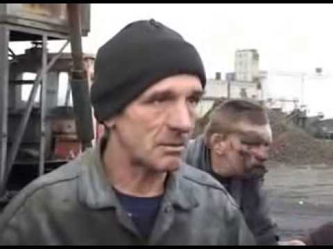 Drunk russian miner - drunk man in mud comedy