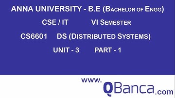 QBanca |Anna University-2013 R | CSE DEPT(6TH SEM) | CS6601-Distributed System |  Unit 3 | Part-1