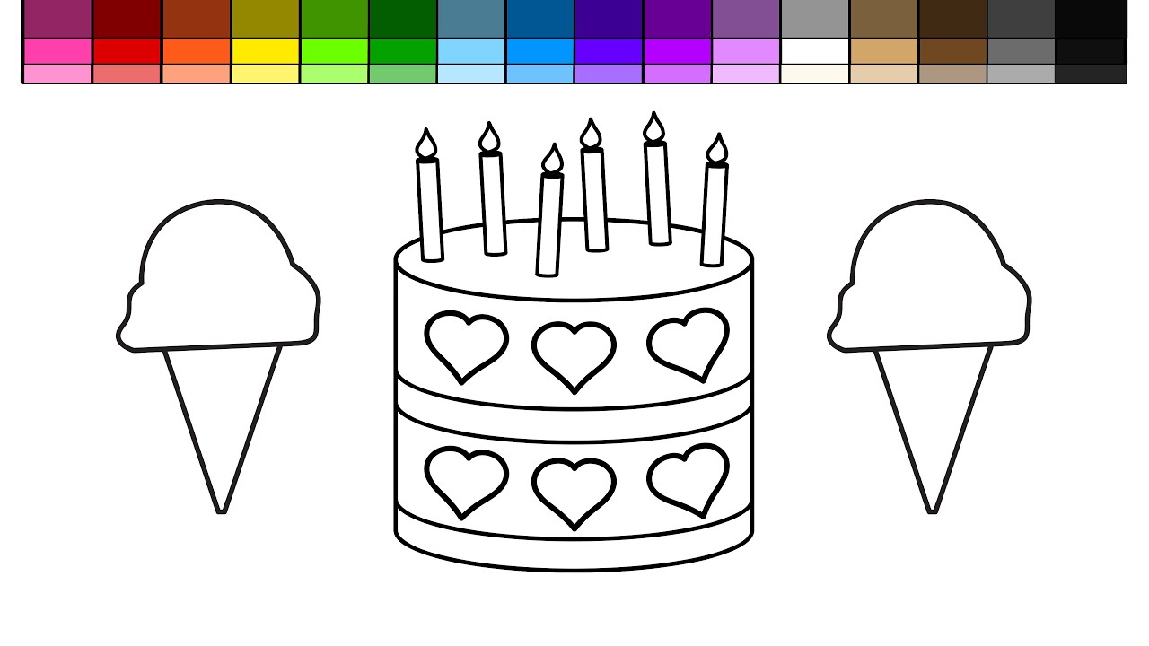 Learn Colors Kids Color Ice Cream Heart Birthday Cake Candles
