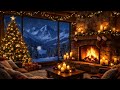 Peaceful Christmas Night ❄️ Cozy Fireplace &amp; Snow