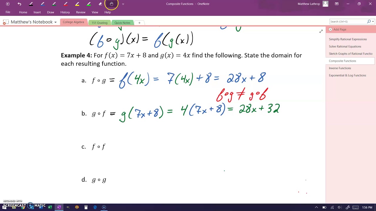 Constructing Composite Functions Examples 4 & 5 YouTube