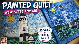 Dot Painted Art Quilt - The Lighthouse by Lisa Capen Quilts