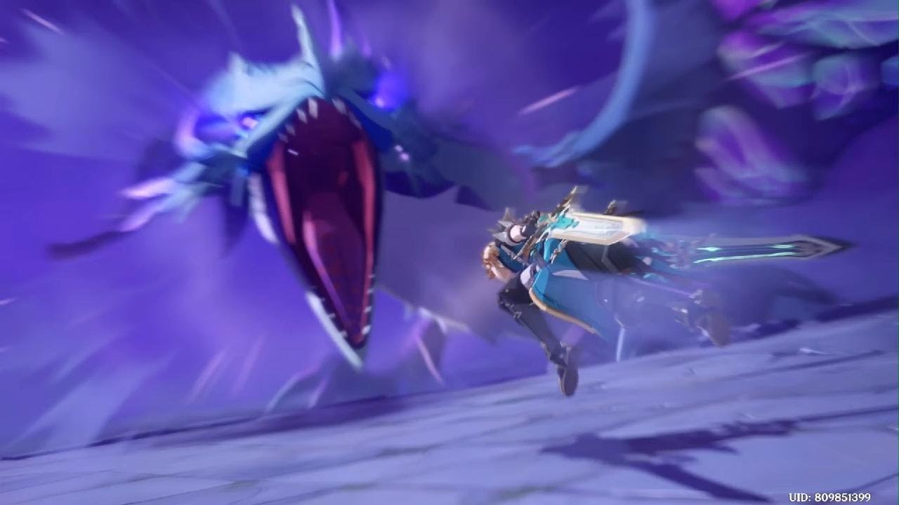 Genshin Impact Knight of Favonius Versus Abyssal Dvalin Cutscene
