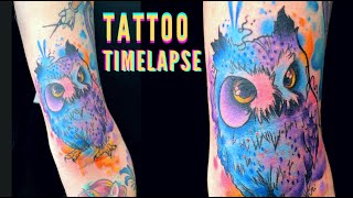 Watercolor Owl / Tattoo Timelapse