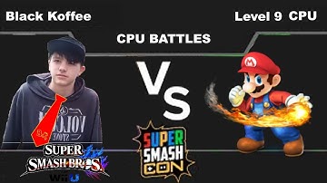 Black Koffee(Donkey Kong) vs Level 9 CPU(Mario) - Super Smash Bros for Wii U