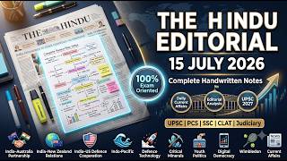 The Hindu Editorial 15 July 2026 | Complete Handwritten Notes | UPSC | PCS | SSC | CLAT | Current
