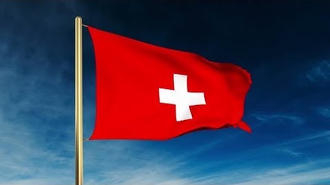 4K Switzerland flag slider style. Waving in the wind with cloud background animation Stock video