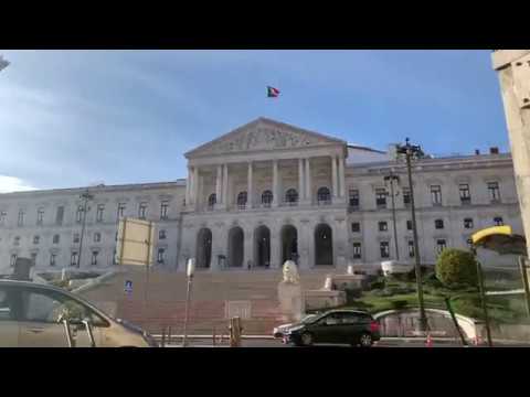 【4K】Walking Tour Lisbon. Camões square to the National Parliament