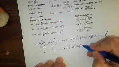 Trig identities 26. Product to sum formulas