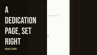How to add a dedication page to your book | Deckle