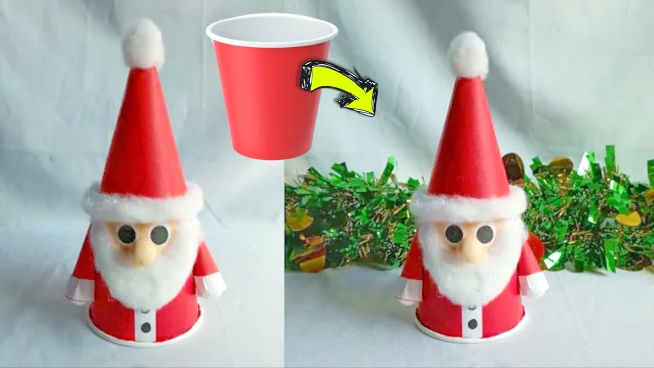 Paper Cup Santa Claus How to Make Santa Claus Christmas Craft diy