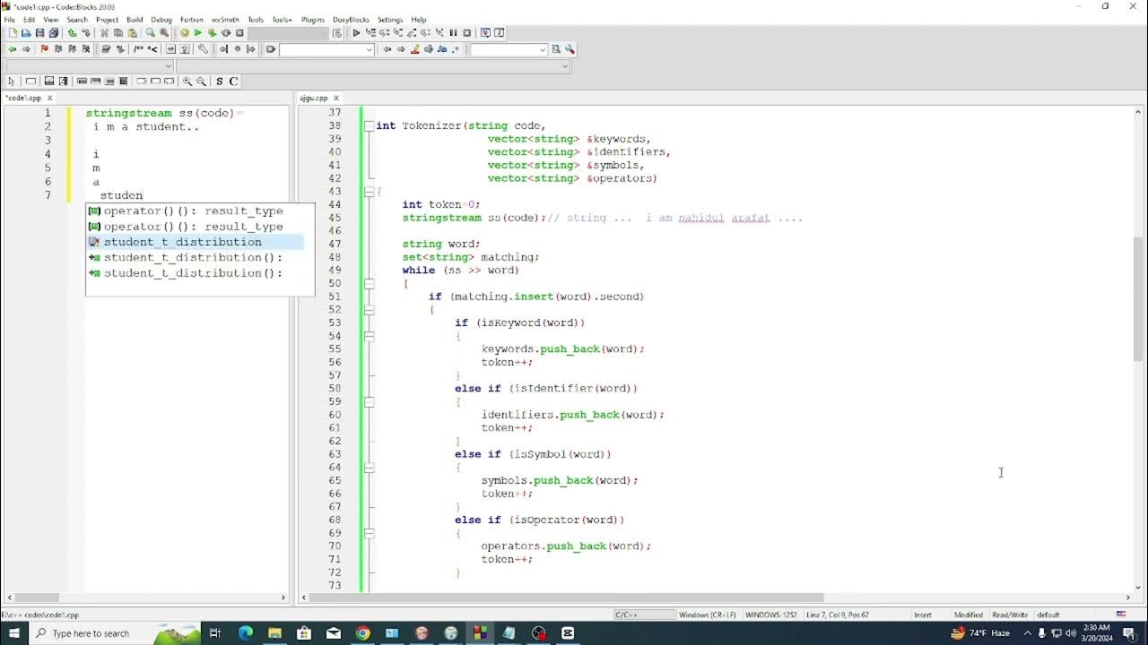 TOKENIZATION OF LEXICAL ANALYZER (CODE) (compiler design lab for ...
