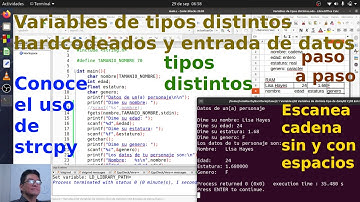 Variables de tipos distintos hardcodeados y con entrada de datos; en lenguaje C