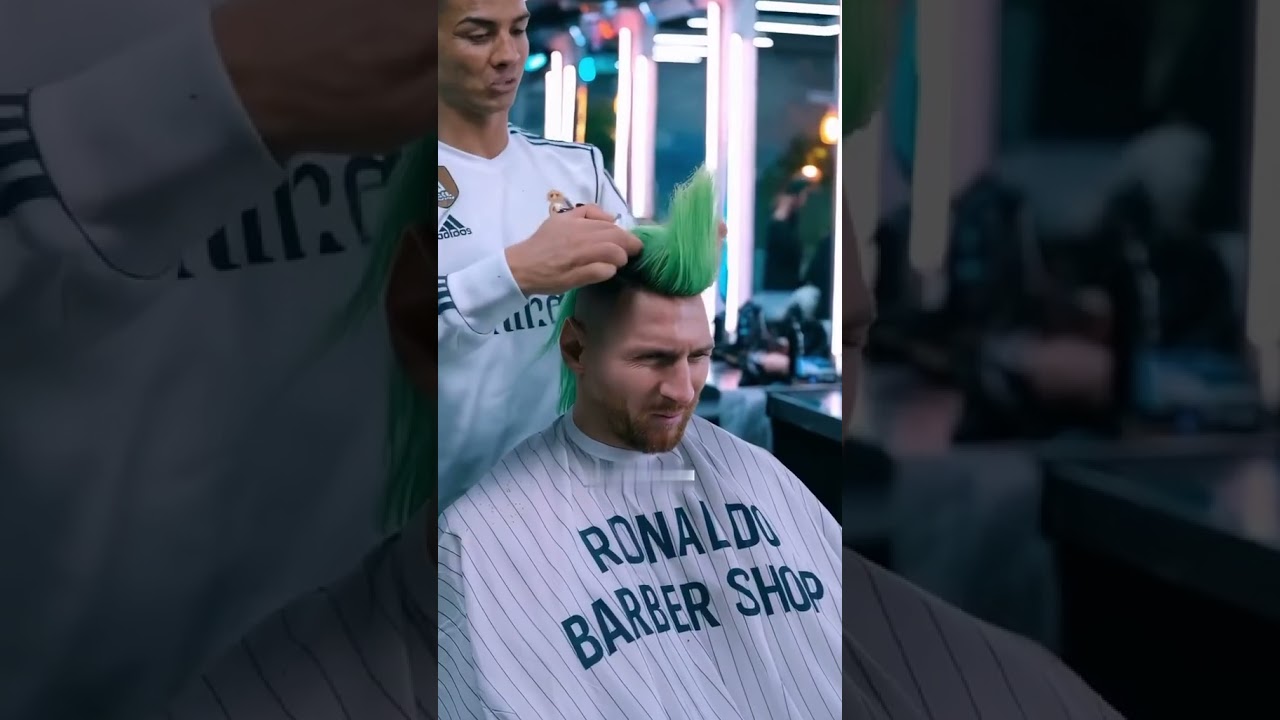 Ronaldo Cuts Messi’s Hair 😂 