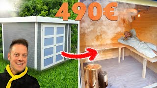 DIY Sauna aus Gartenhaus für 490€  Outdoor Wellness zum selber bauen