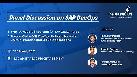 ReleaseOwl Panel Discussion on SAP DevOps with Helen Selvanathan, Jayanth Bagare from SAP.