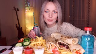 Mukbang | Фастфуд, Жгучие Буррито С Курицей И Говядиной, Фри | Burrito With Chicken And Beef Не Asmr