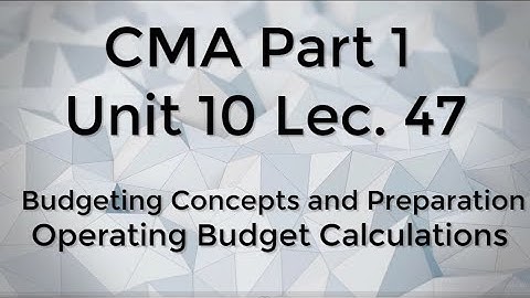 CMA Part 1 Unit 10 Lec.  47 Operating Budget Calculations and Cash Budget