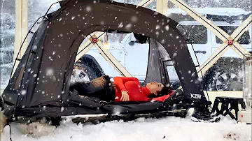 Heavy Snow frozen forest winter greenhouse tent Solo Camping ❄ -16℃