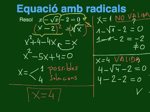 Vídeo: Què és resoldre equacions radicals?