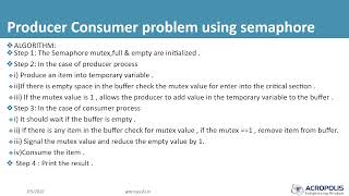 Information Producer consumer problem using semaphore Update