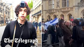 video: Watch: Israeli flag ripped from hands of Jewish student at Cambridge pro-Palestine protest