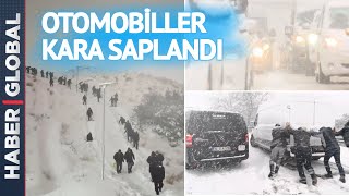 İstanbul'da Kar Esareti! Yüzlerce Araç Kara Saplanıp Mahsur Halde Kaldı