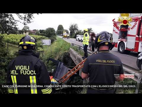 CADE COL FURGONE IN VIA ORNA, CONDUCENTE FERITO TRASPORTATO CON L'ELISOCCORSO | 06/06/2023