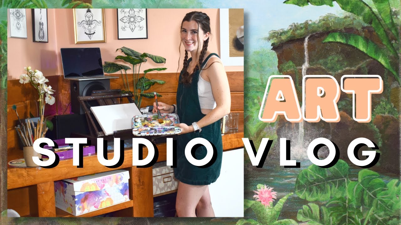 Studio Vlog 2 | JUNGLE PAINTING COMMISSION & MORNING ROUTINE - YouTube
