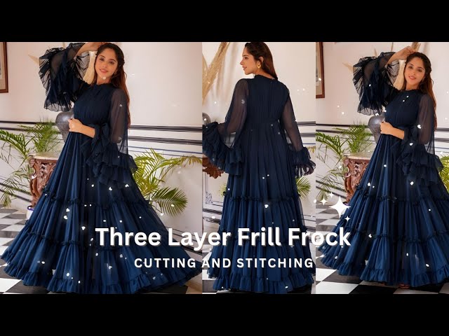 Full Flair Designer Dress cutting stitching/One Piece Dress cutting and  stitching/frock style kurti - YouTube